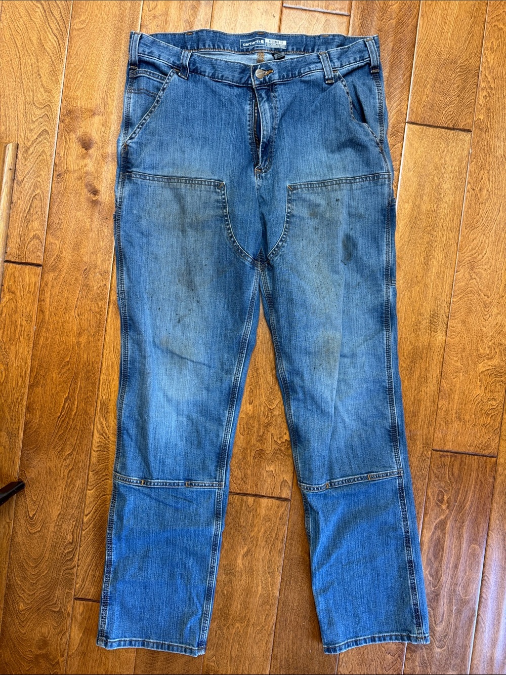 Carhartt Men's  Relaxed Vintage Used Blue Straight-Leg Work Jeans 36x34